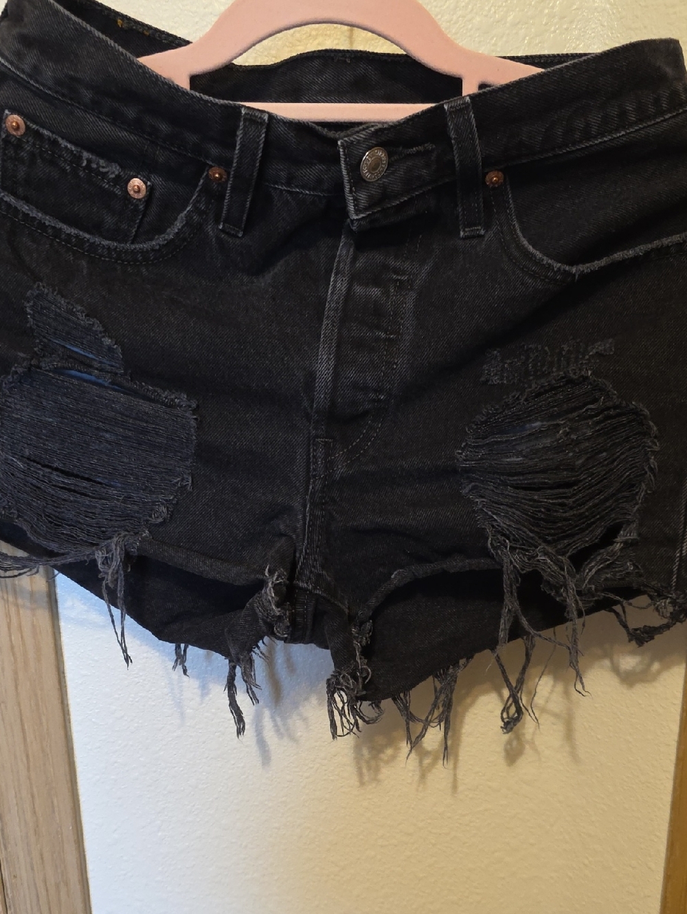 Levi 501's Black Distressed Denim Women’s Shorts